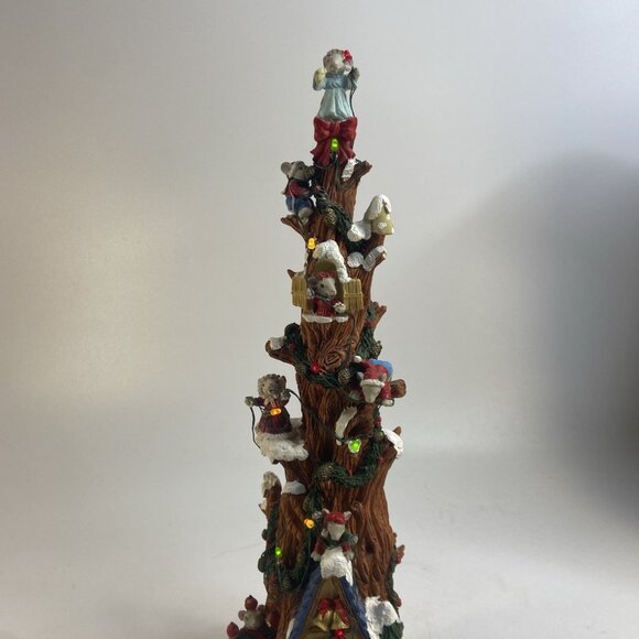 Vintage Christmas Mouse Mice Tree Decor Music Lighted Yule Tree 16" Working - Picture 6 of 7